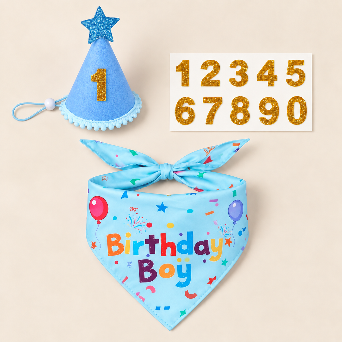 Blue Dog Birthday Bandana and Party Hat