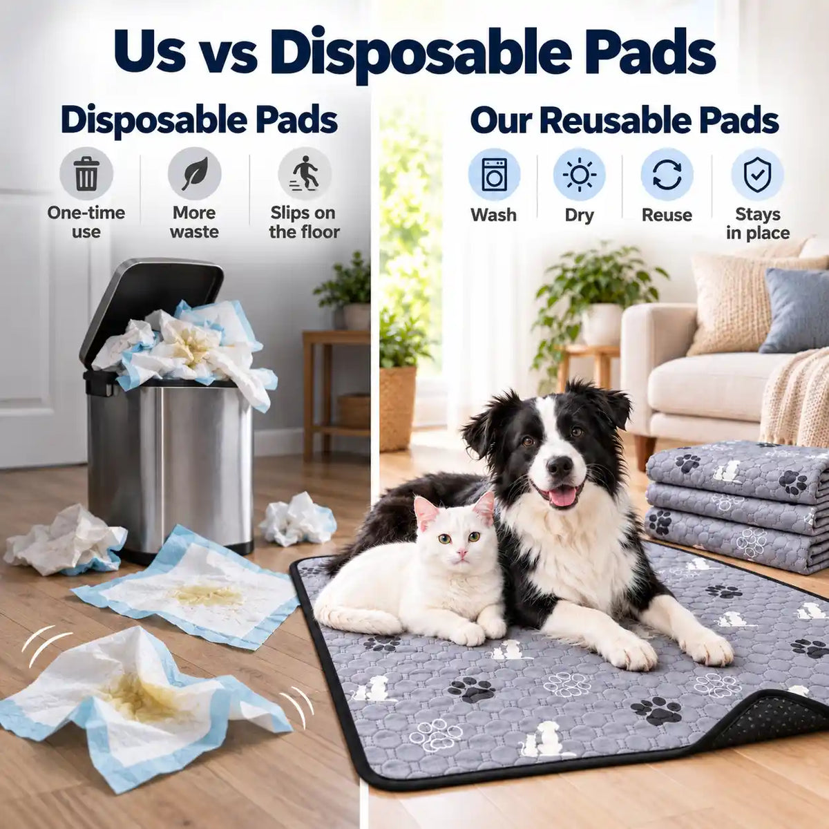 Reusable Washable Dog Pee Pads – 4 Pack