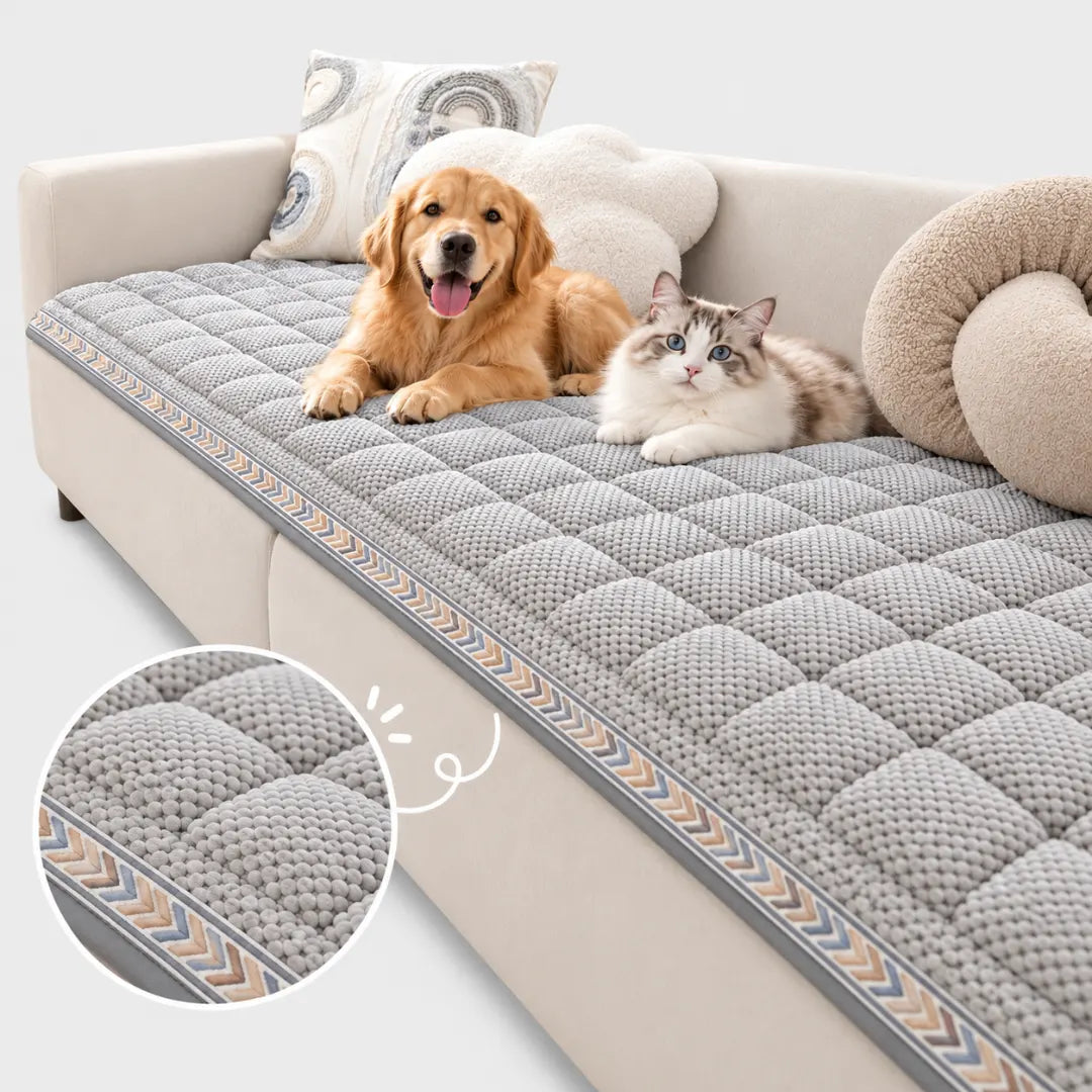 CouchCheck™ Ribbed Plush Dog Couch Cover