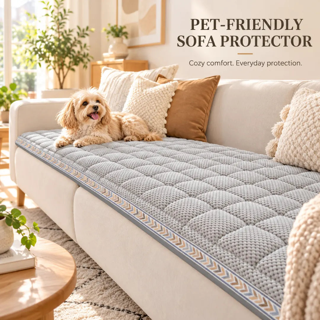 CouchCheck™ Ribbed Plush Dog Couch Cover