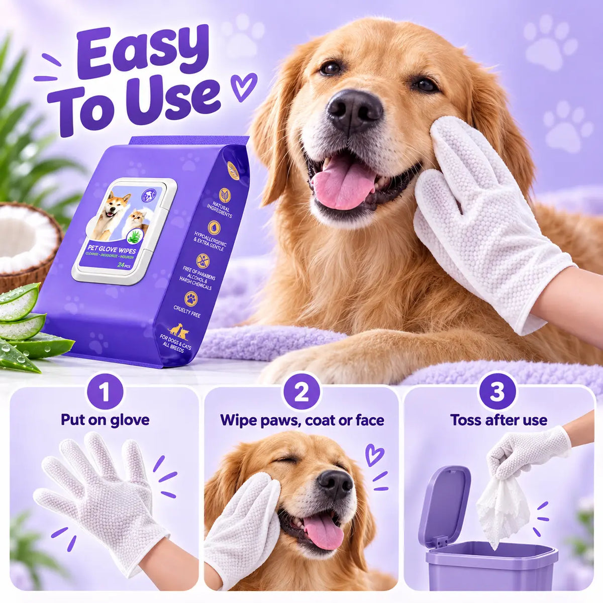 Disposable Glove Wipes for Dogs — The 60-Second Waterless Bath