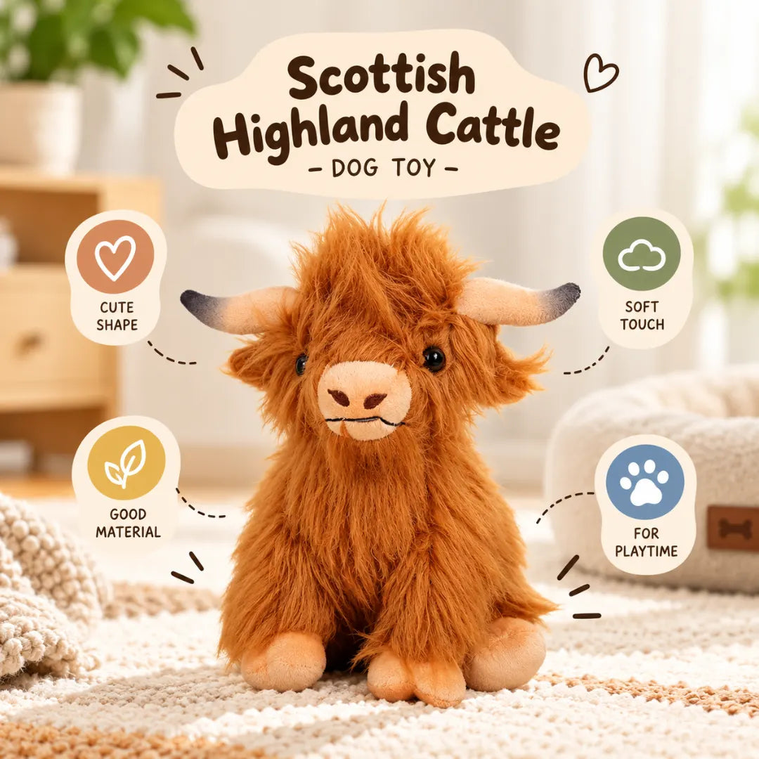 FluffMoo™ Highland Cow Dog Toy