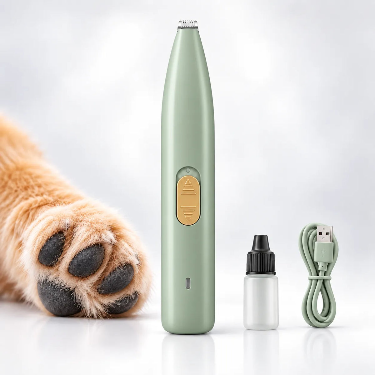 Green dog paw hair trimmer