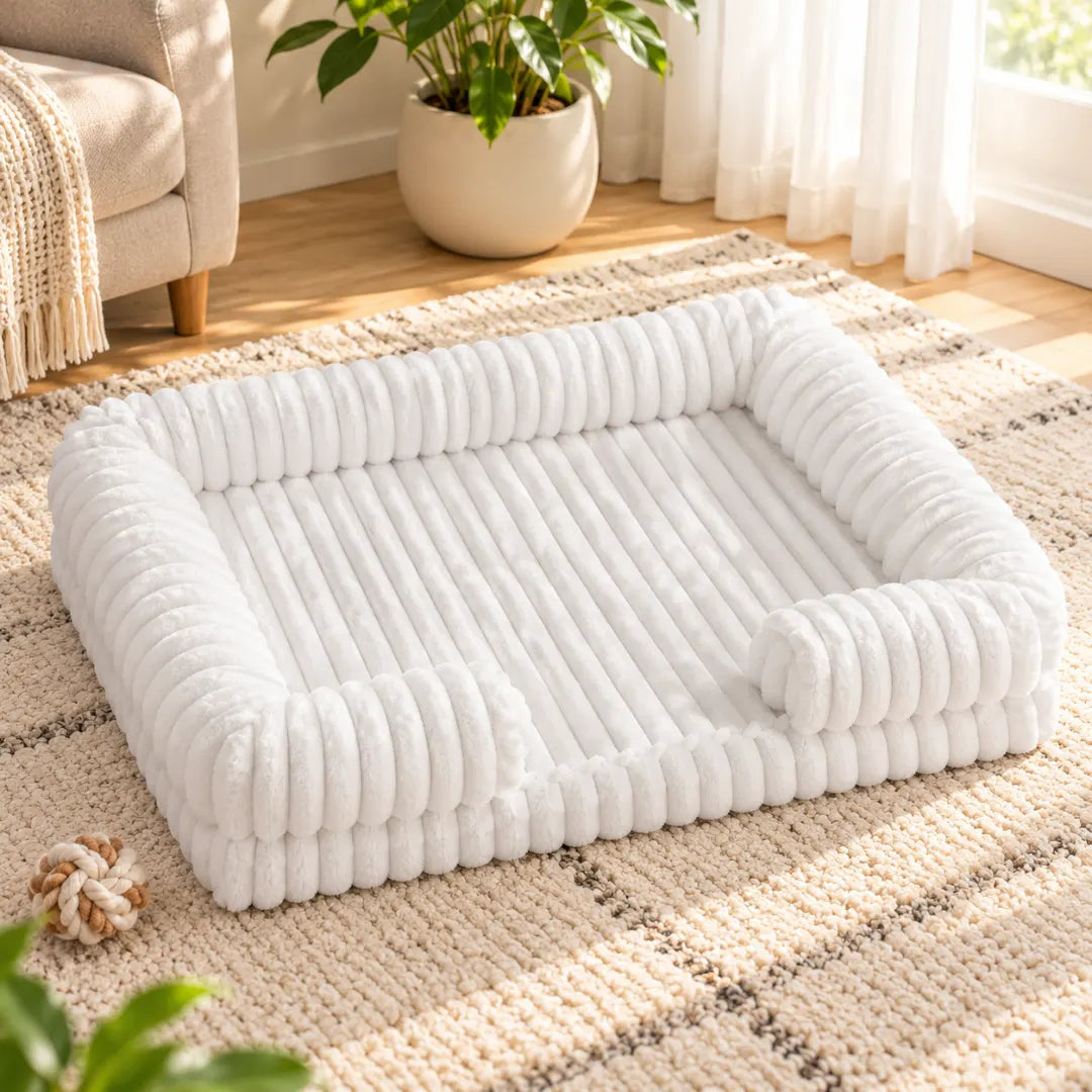 PawLounge™ Ribbed Sofa Dog Bed