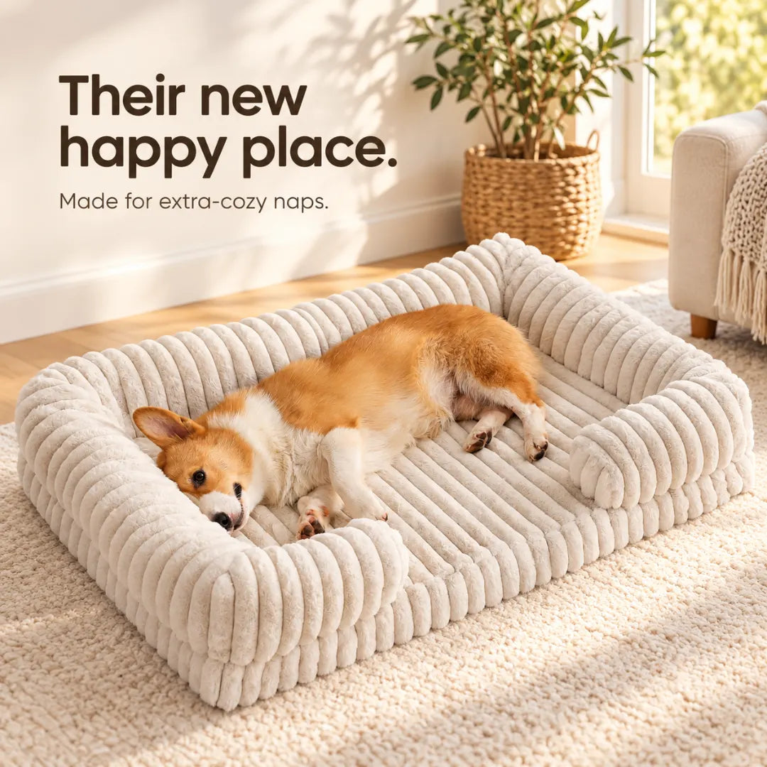 PawLounge™ Ribbed Sofa Dog Bed