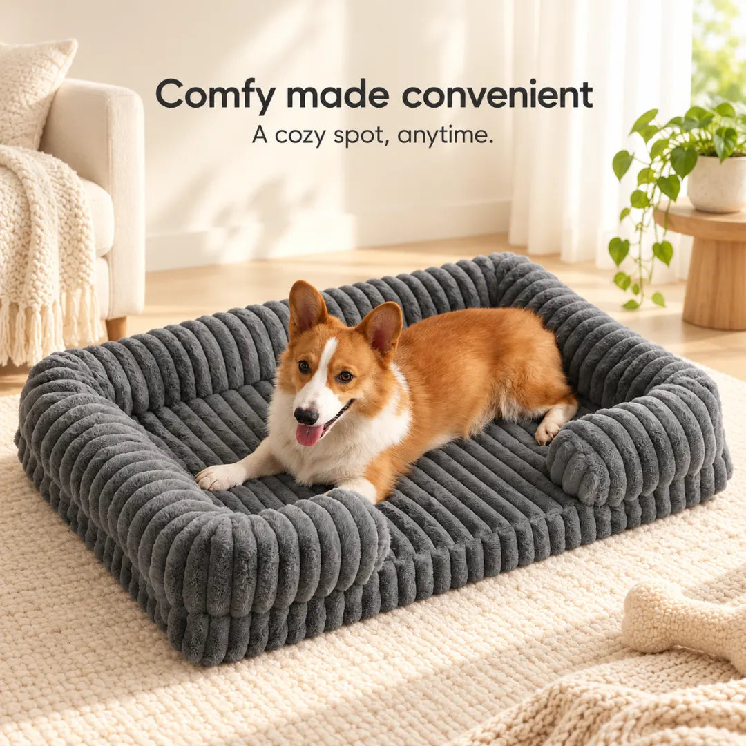 PawLounge™ Ribbed Sofa Dog Bed