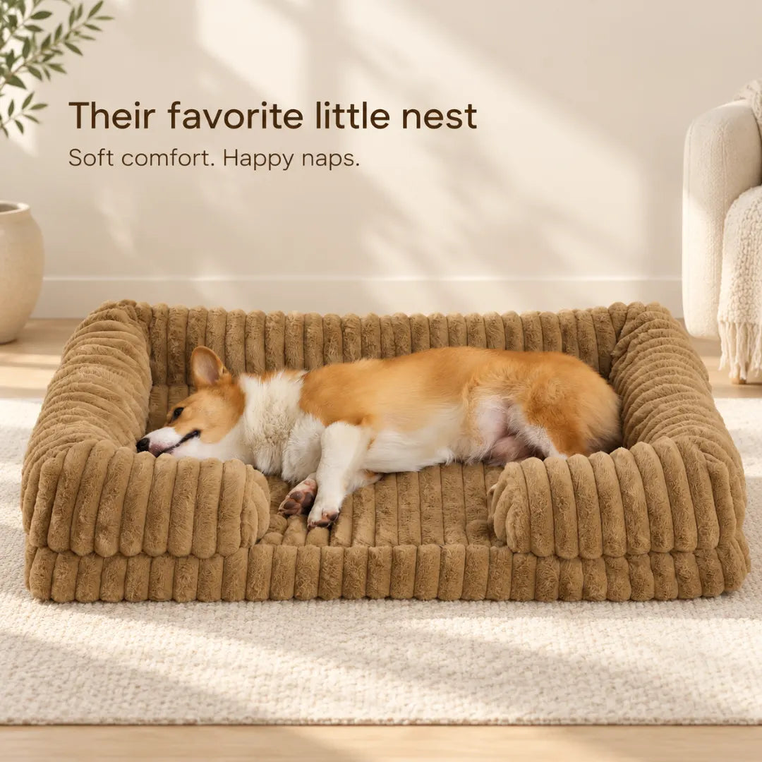 PawLounge™ Ribbed Sofa Dog Bed