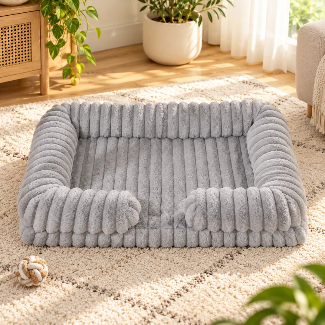 PawLounge™ Ribbed Sofa Dog Bed