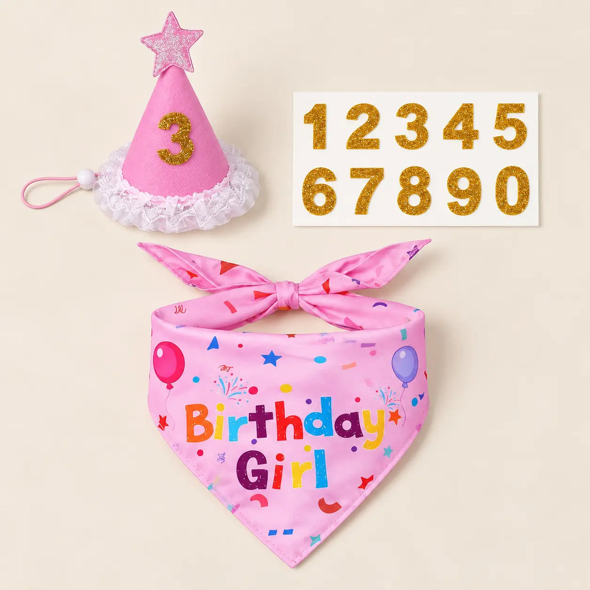 Pink Dog Birthday Bandana and Party Hat