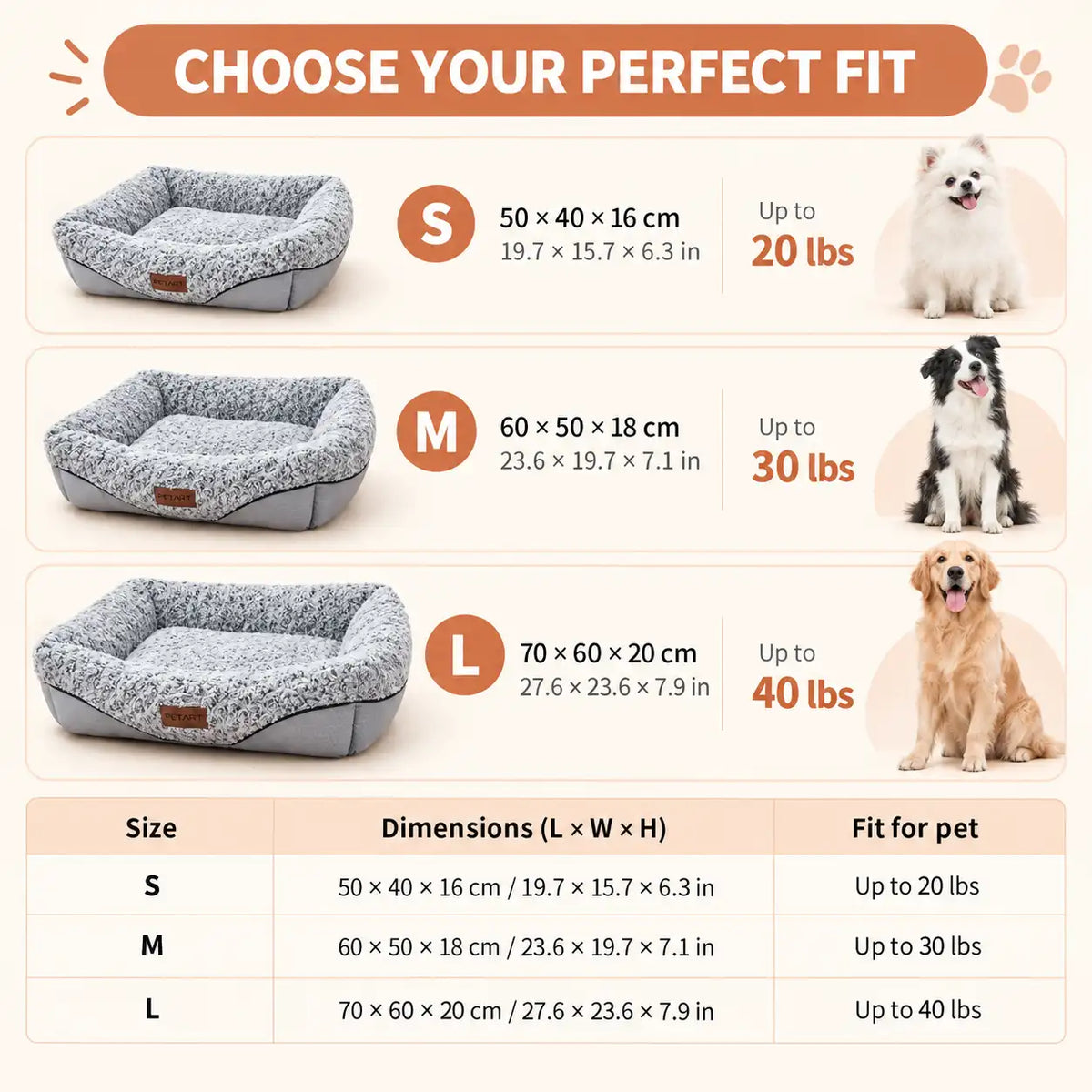 Small Dog Sofa sizes