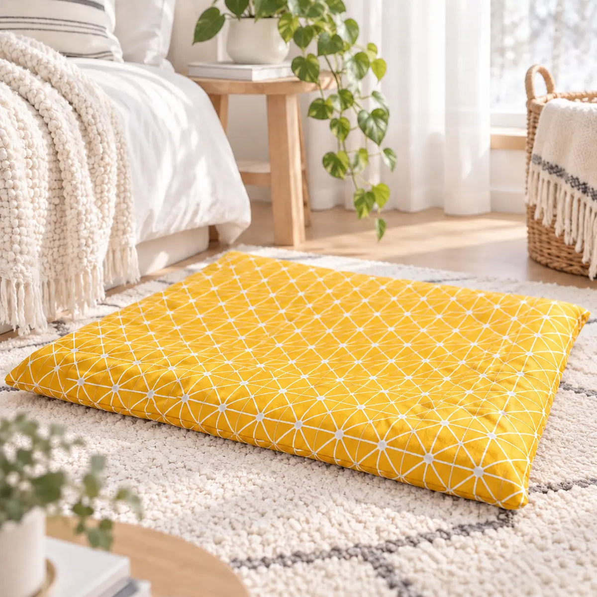 Yellow Winter Soft Dog Bed