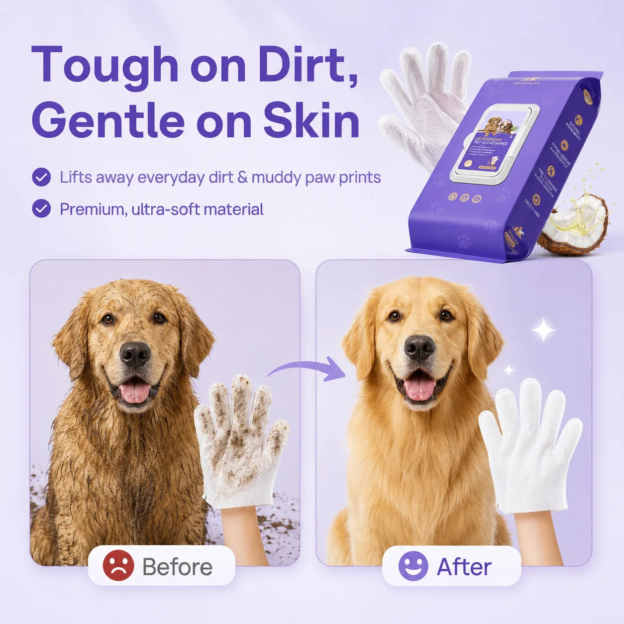 Disposable Glove Wipes for Dogs — The 60-Second Waterless Bath